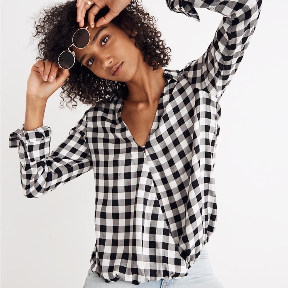 Wrap-front Shirt in Buffalo Check